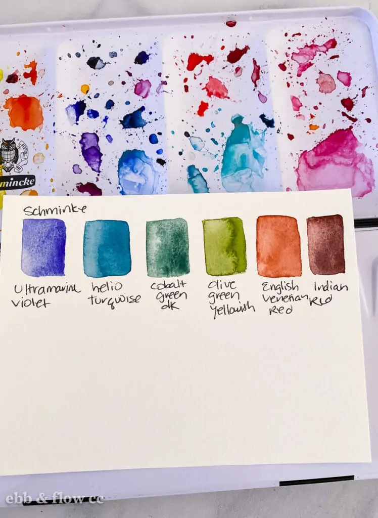 Swatching a watercolor palette sent to me for review by