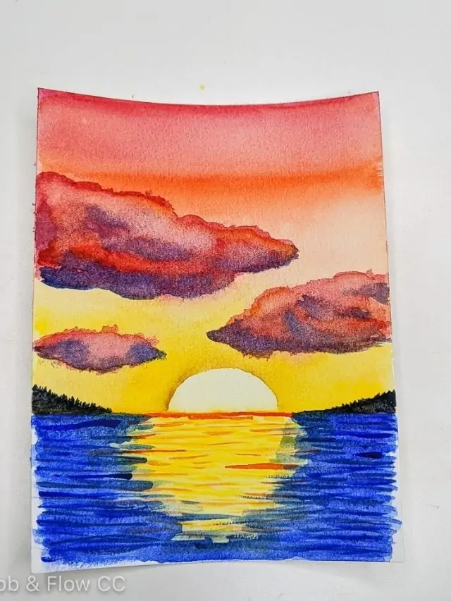 watercolor sunset painting