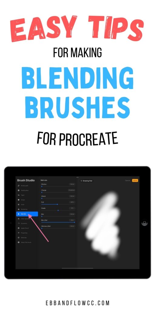 screenshot of Procreate app brush settings