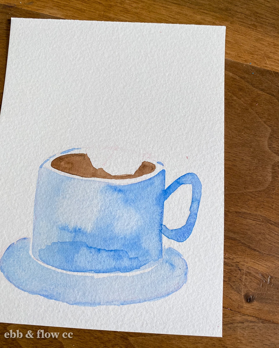 painting of hot cocoa in progress