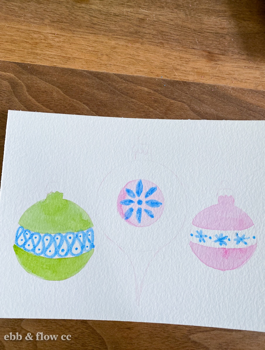 painting of ornaments in progress