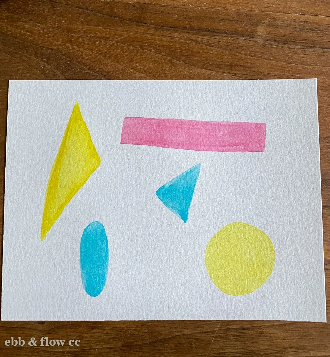 watercolor shapes in primary colors