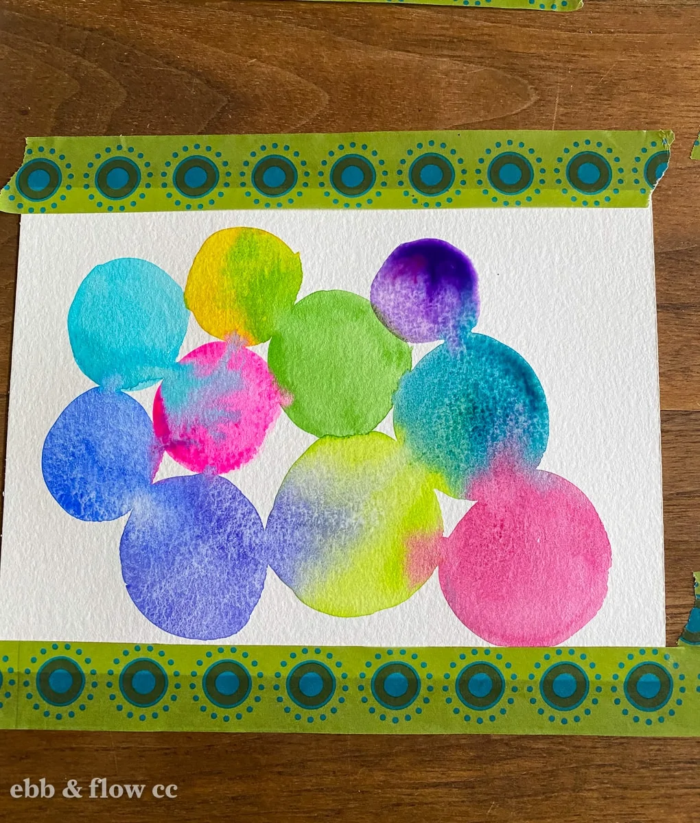 watercolor circles painted in bright colors
