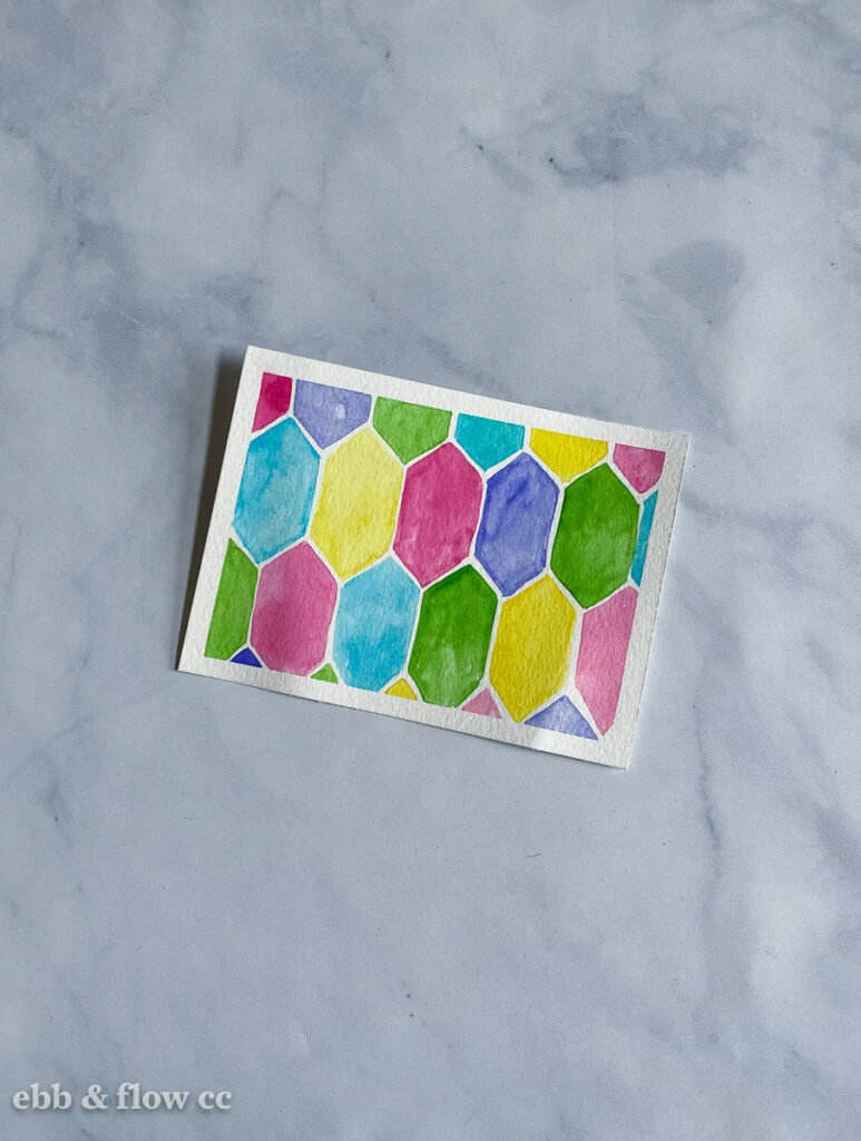 watercolor hexagon pattern painting