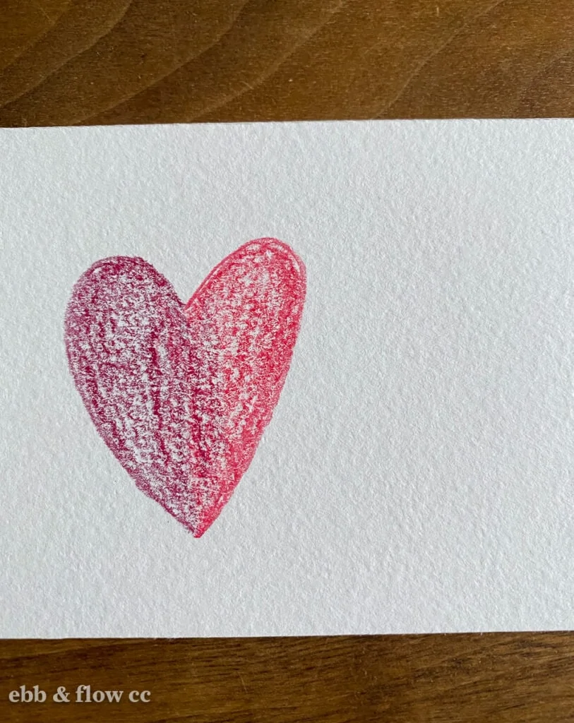 heart colored with watercolor pencils