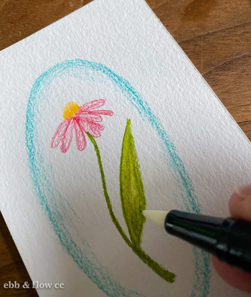 flower being blended with blender marker