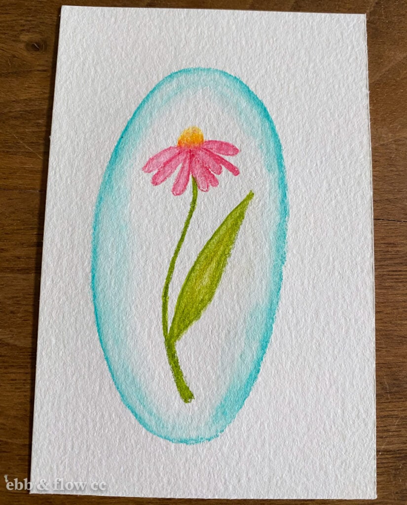 flower drawing with watercolor pencils