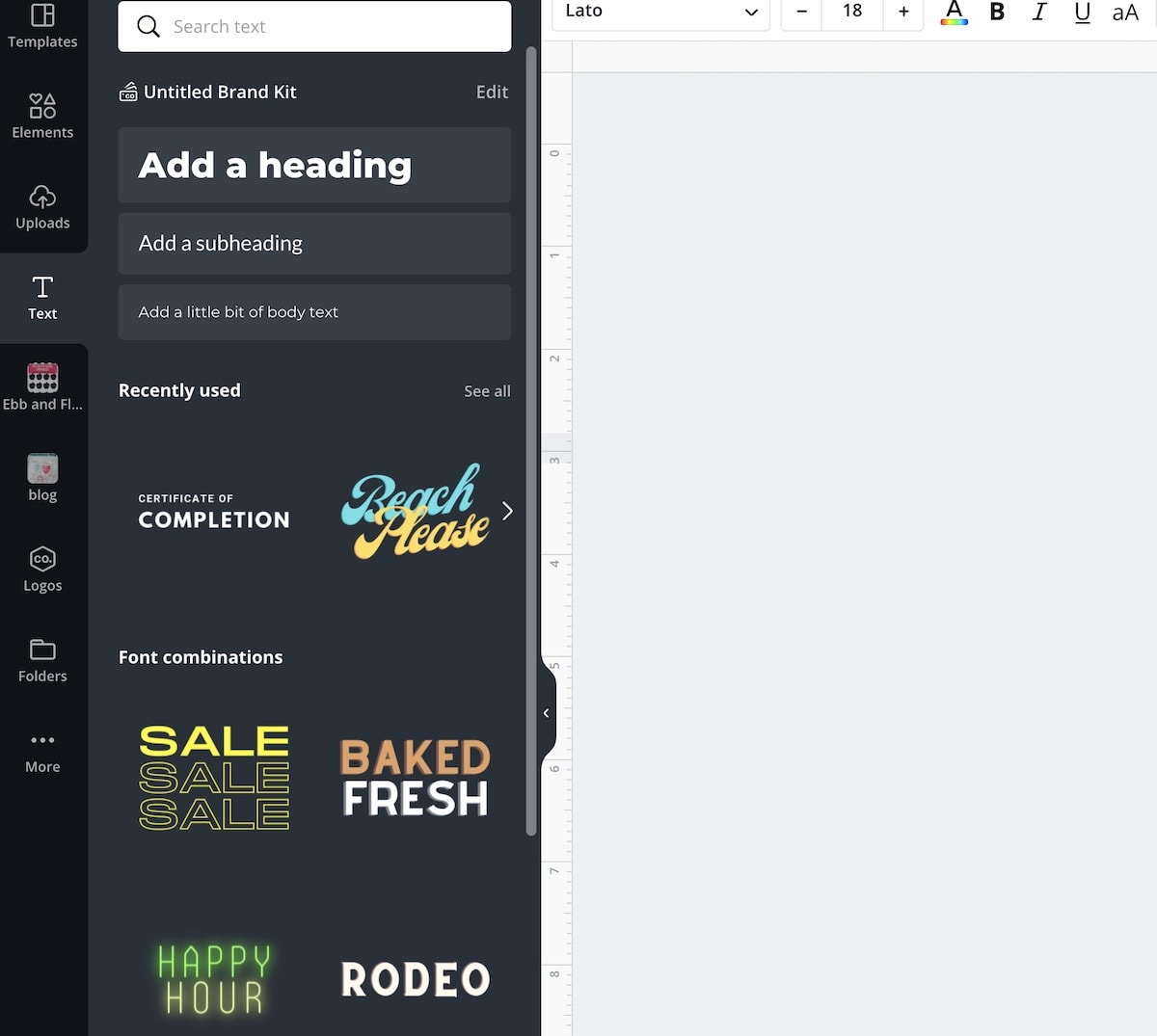 text feature in canva