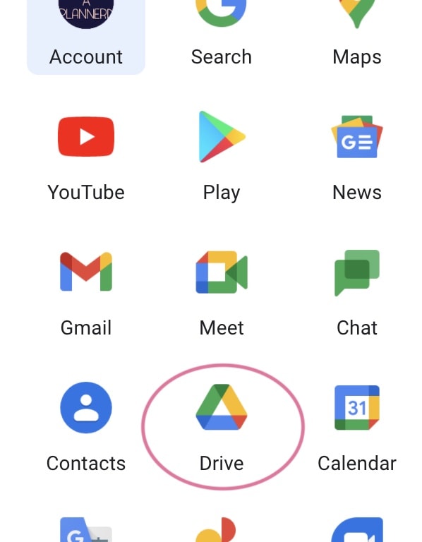 screenshot of google drive