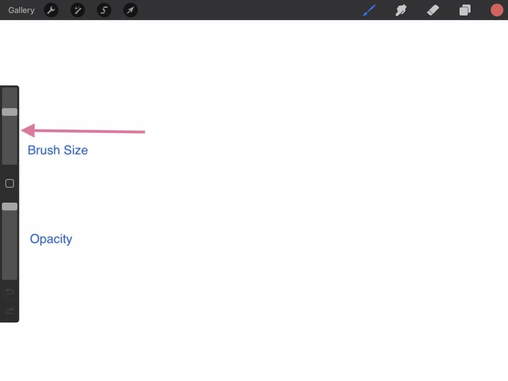 screenshot of procreate brush size slider