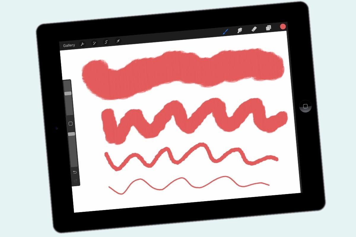 ipad with different brush thicknesses drawn