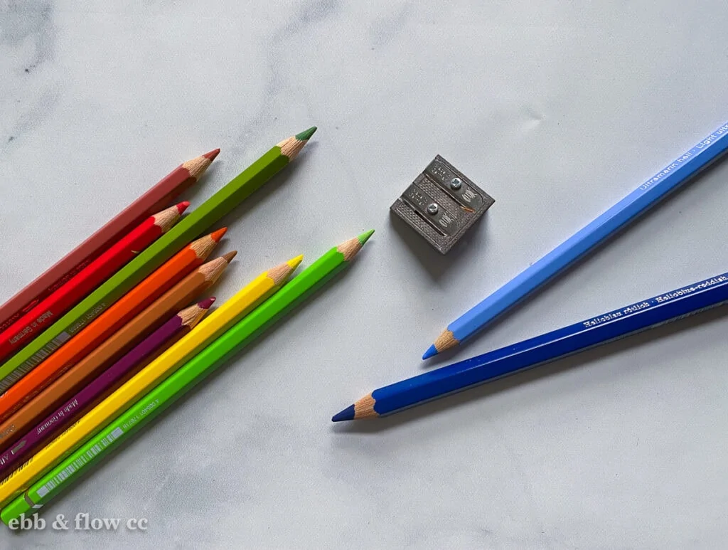 watercolor pencils and pencil sharpener