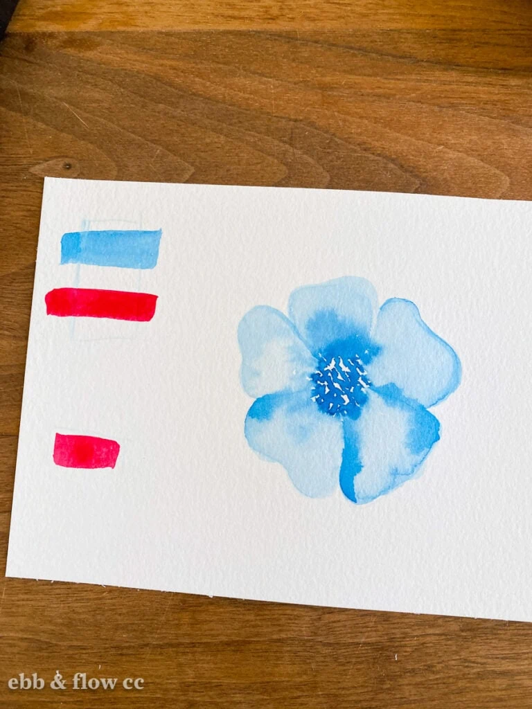 blue watercolor flower and swatches