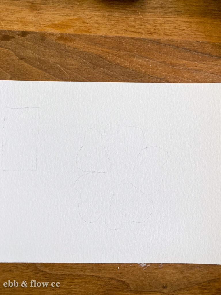 lightly erased drawing of flower