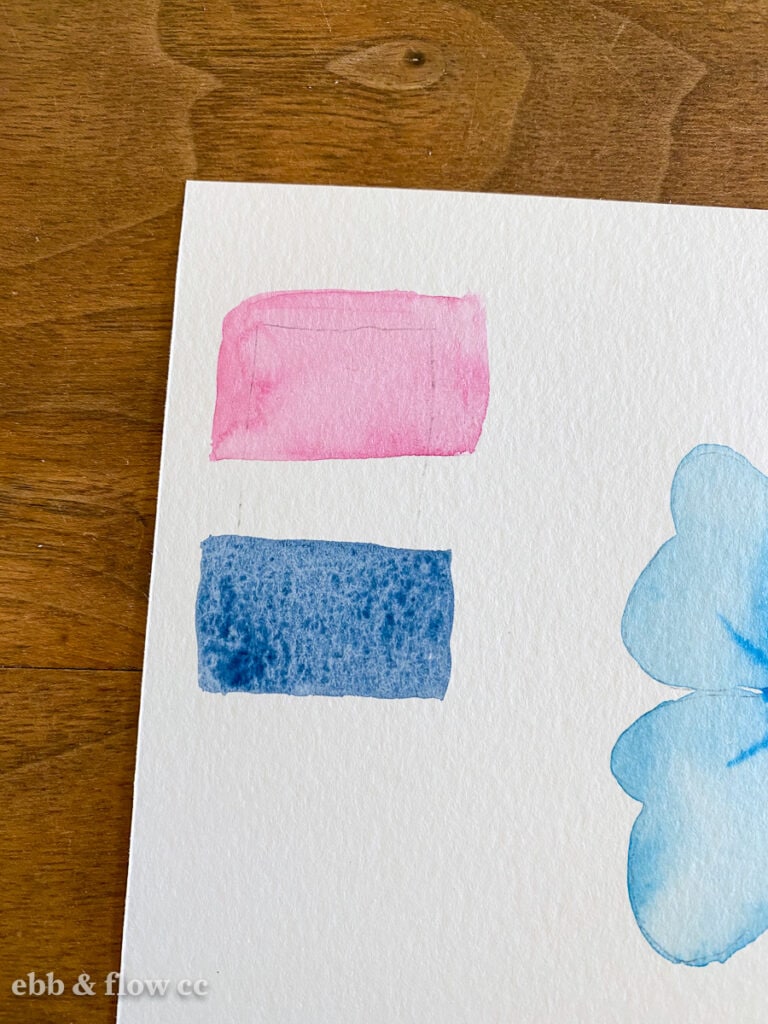 pencil lines under watercolor swatches