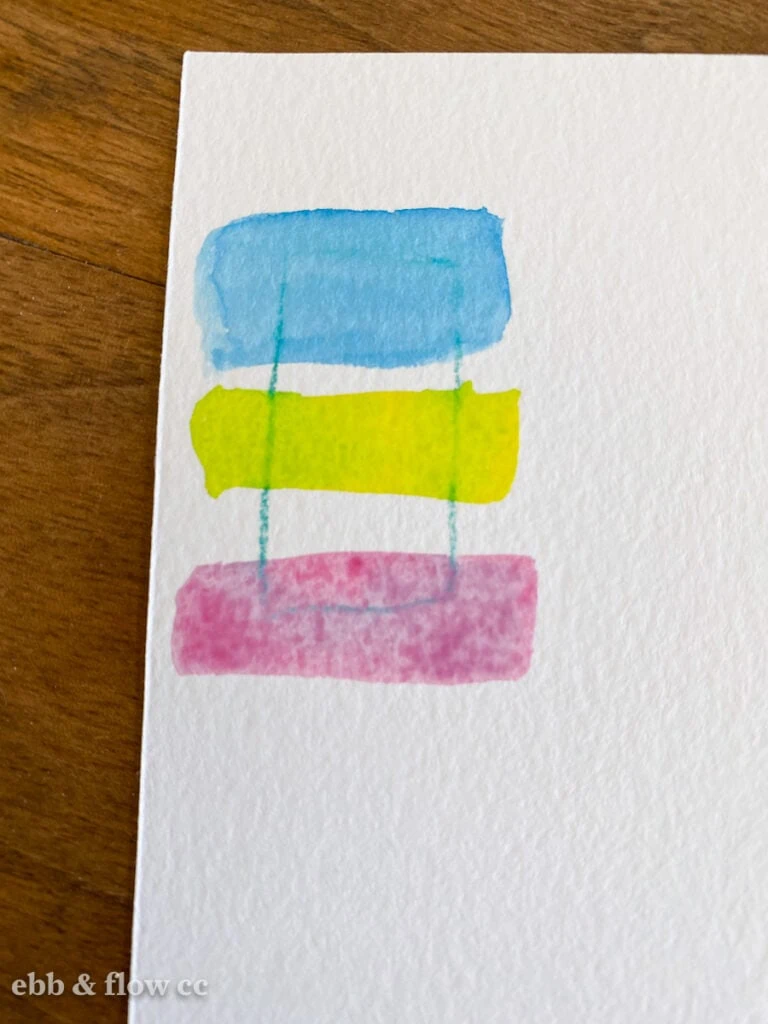 watercolor pencil blending into swatches of paint