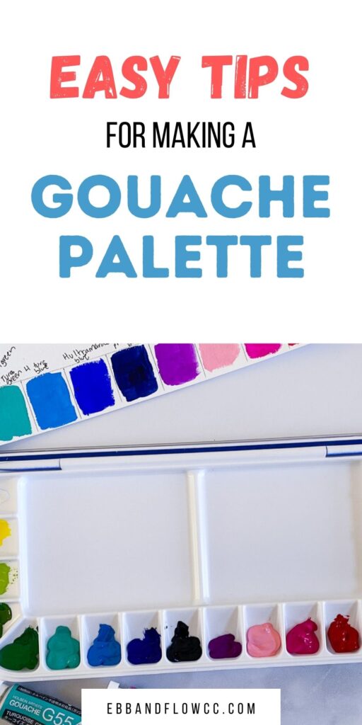 paint palette with gouache in rainbow colors