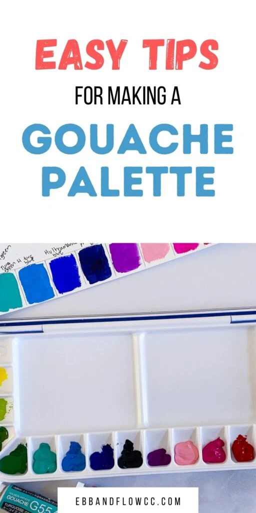 paint palette with gouache in rainbow colors