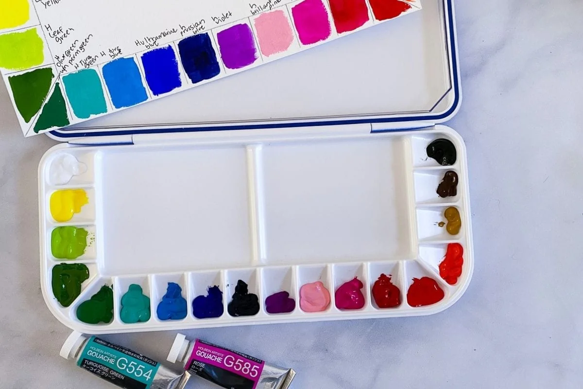 My new favorite gouache palette setup