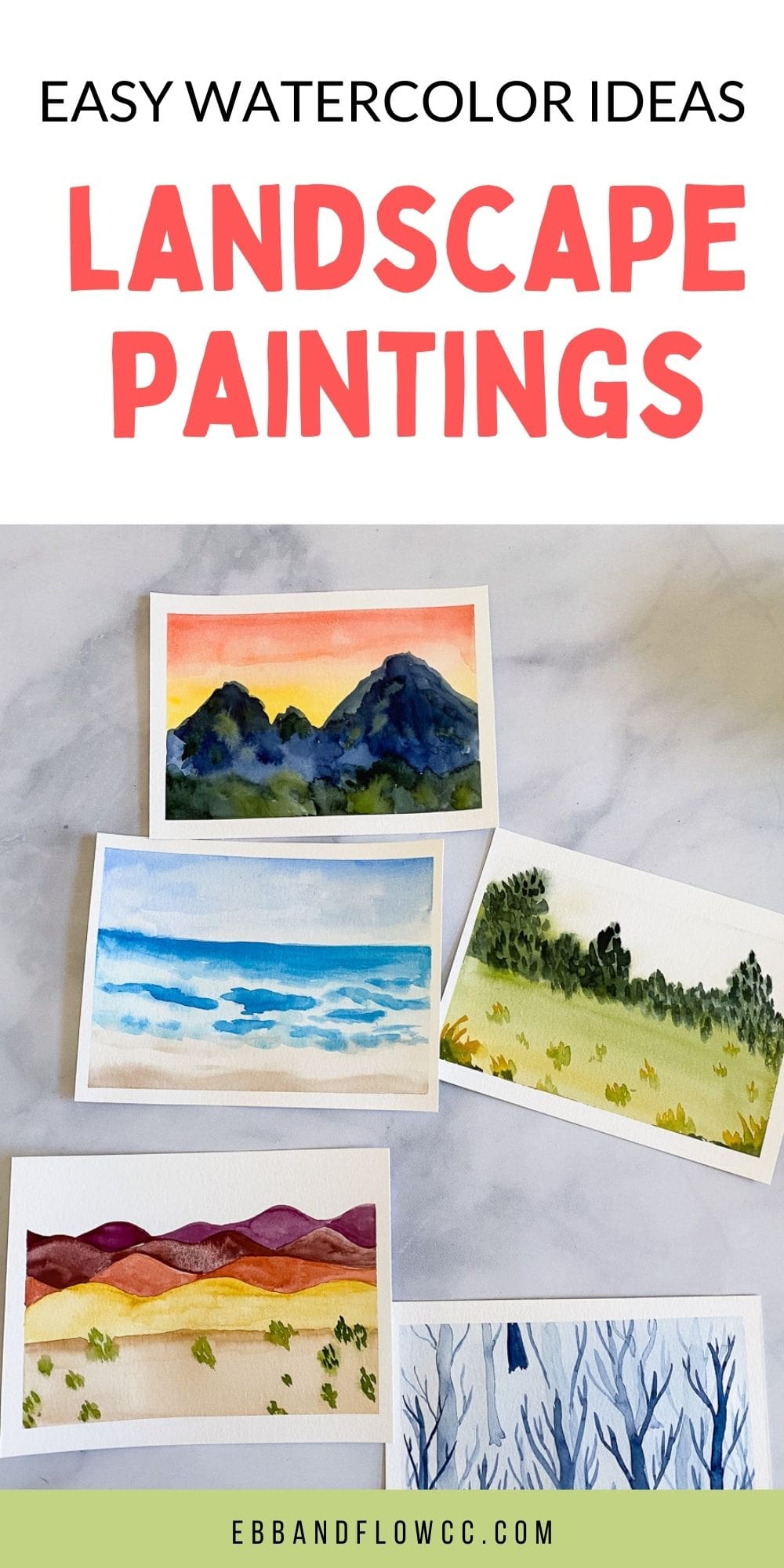 5 Easy Watercolor Landscape Painting Ideas - Ebb and Flow Creative Co