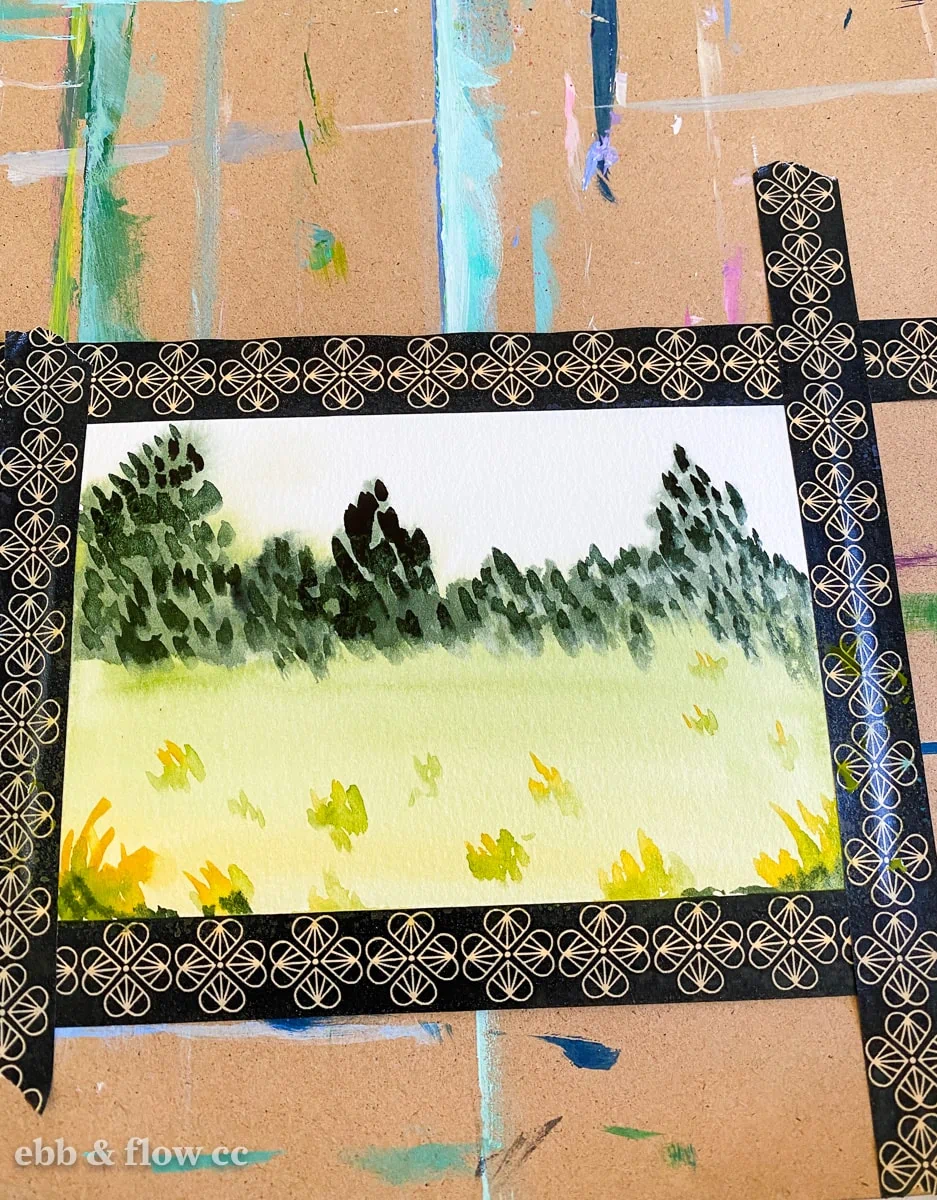 painting of field and trees
