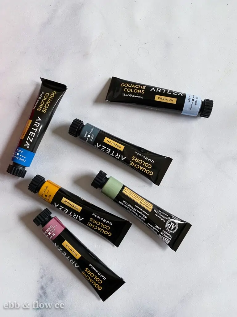 arteza gouache paint tubes