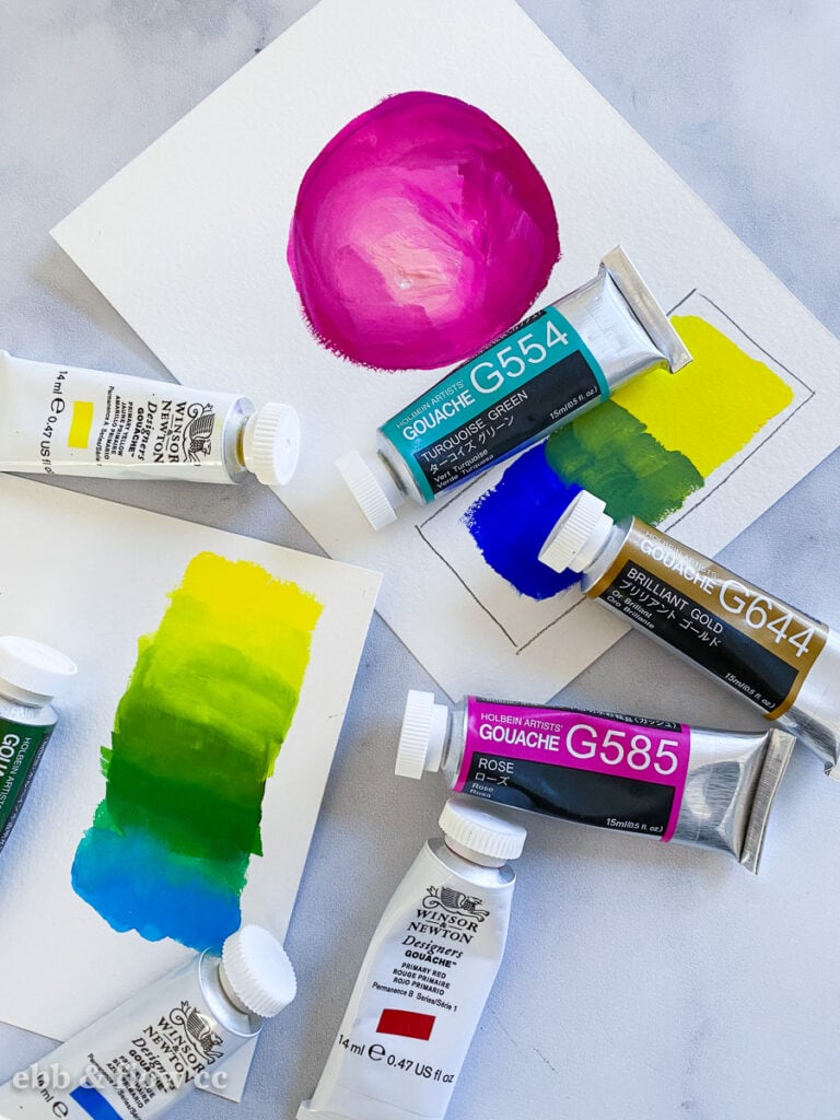 gouache and paint swatches