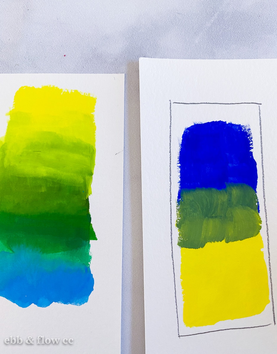 blended gouache gradient from yellow to blue