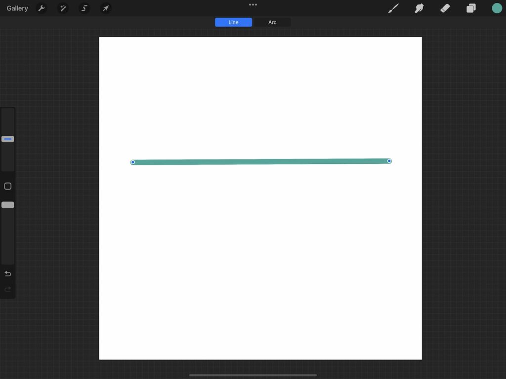 screenshot of teal line