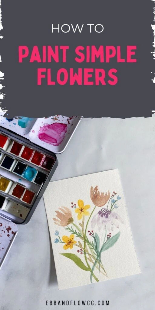 watercolor flower bouquet and paint