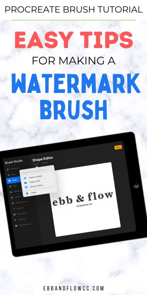 ipad with screenshot of logo brush