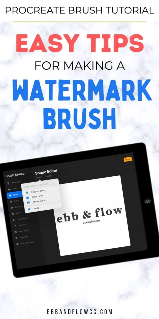 ipad with screenshot of logo brush