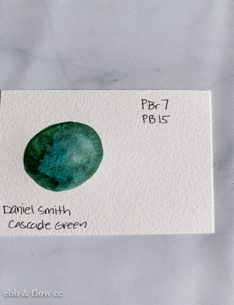 swatch of daniel smith cascade green paint