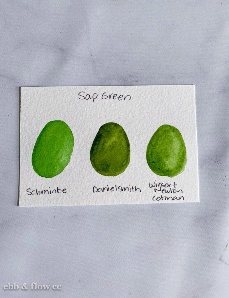 sap green swatches of watercolor