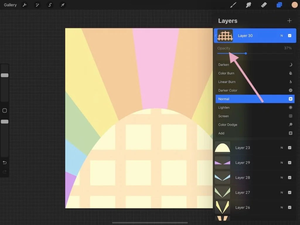 sun with grid pattern