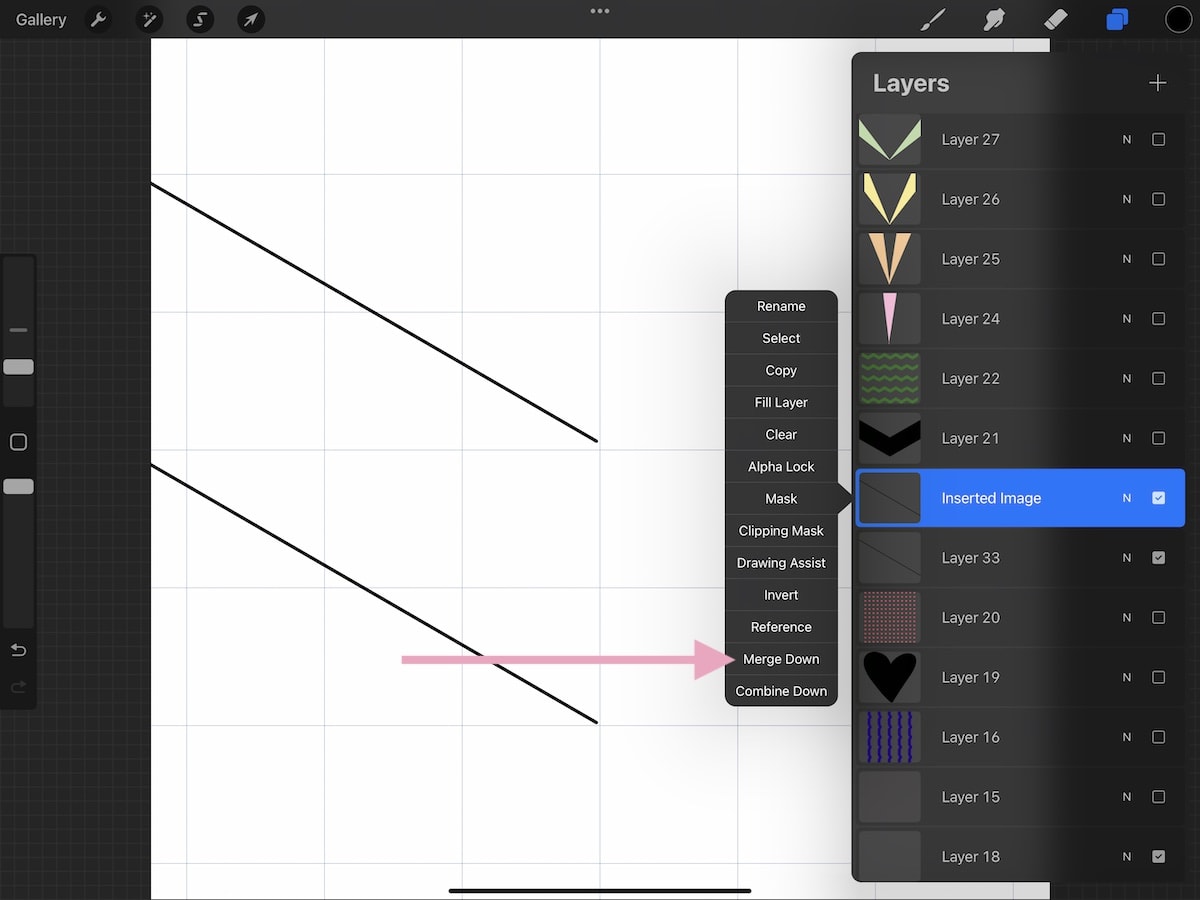 merging layers in Procreate