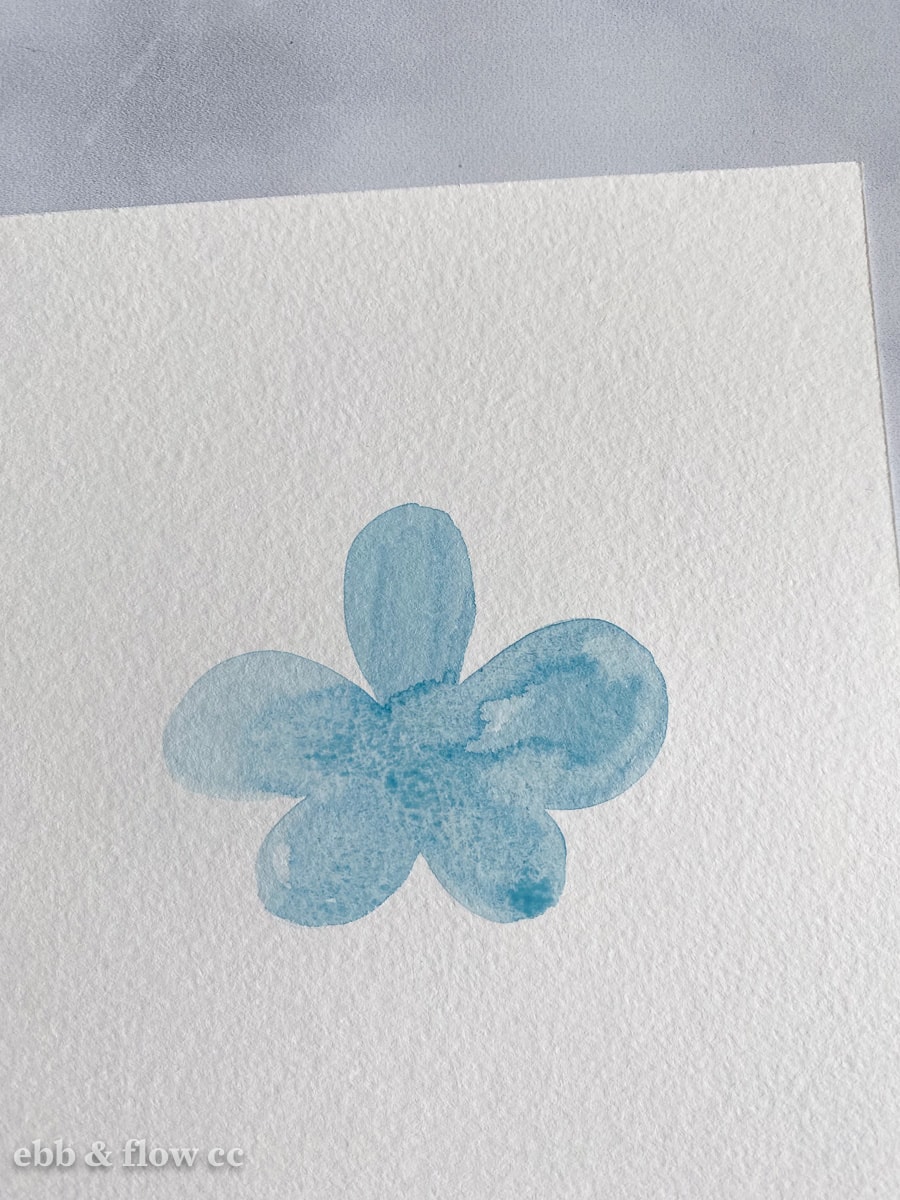 blue watercolor flower shape