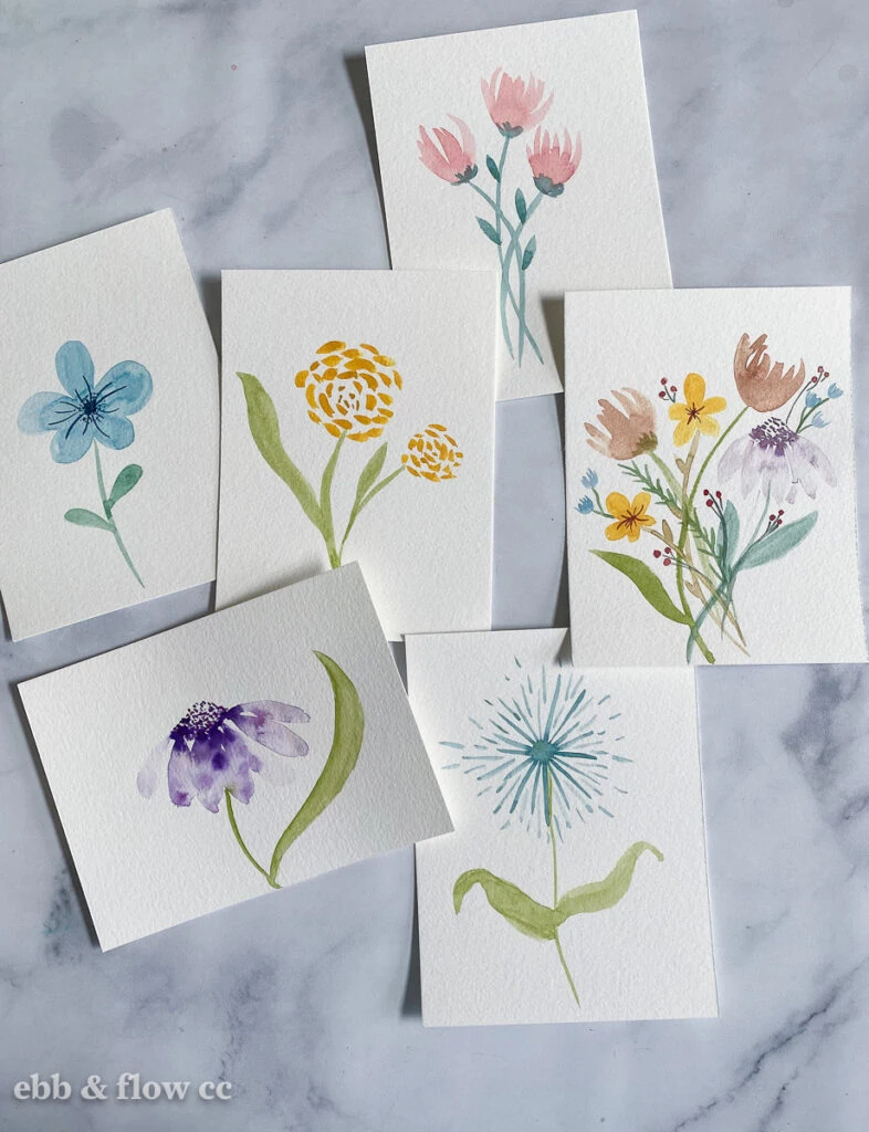 paintings of flowers painted in watercolor