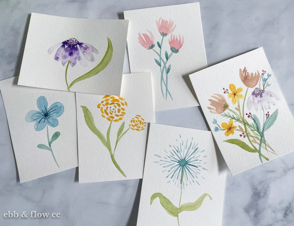 paintings of flowers in watercolors