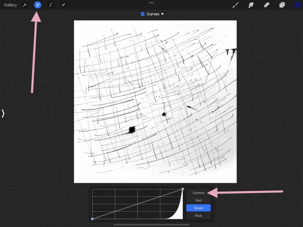 adjusting curves in Procreate