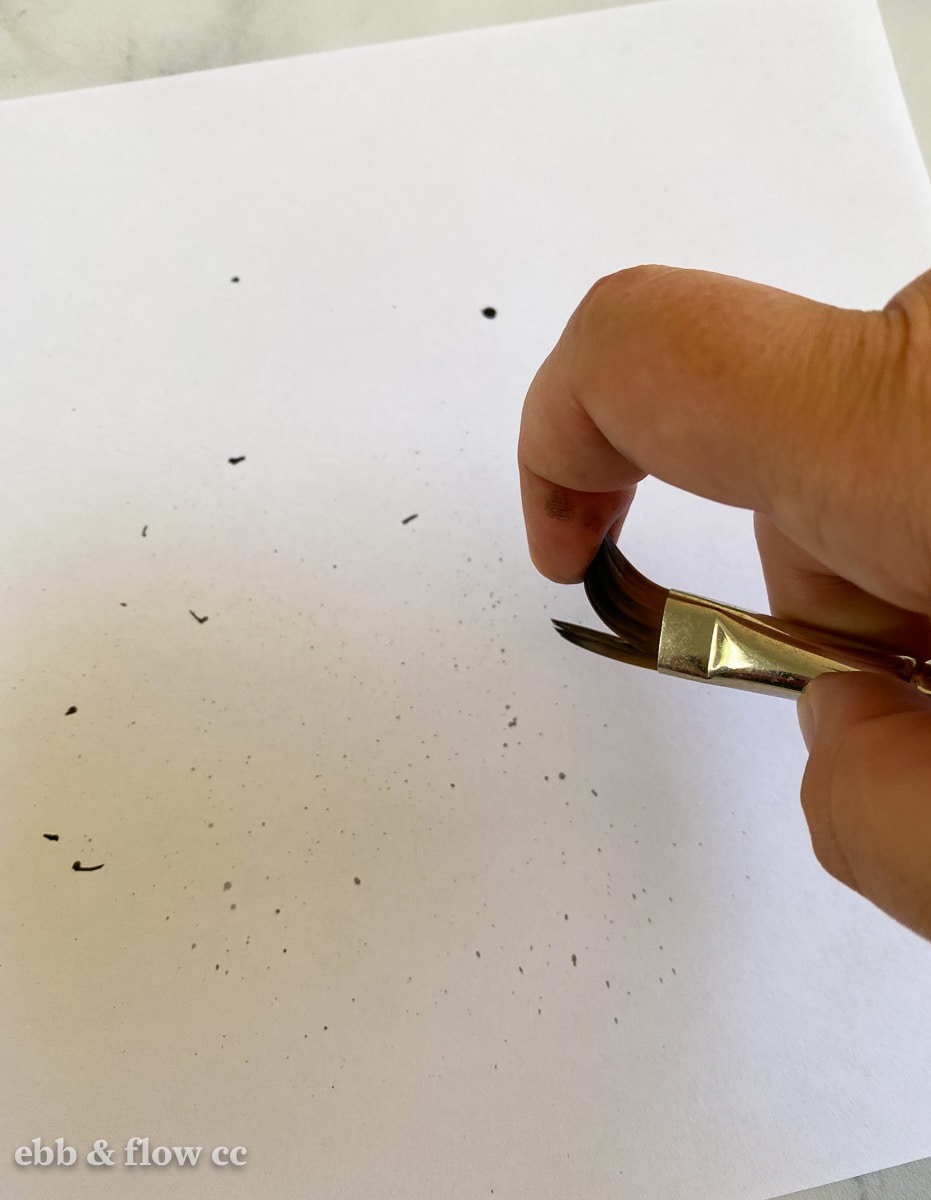 making splatters with black ink