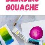 swatches of blended gouache and tubes of paint