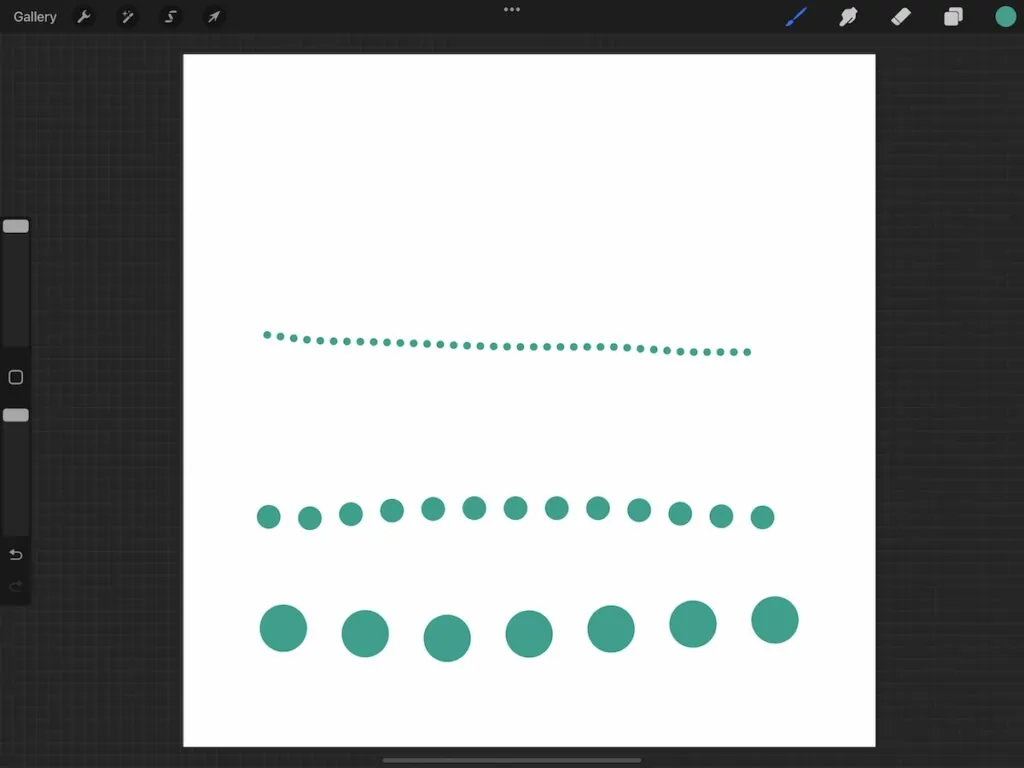 teal dotted lines in Procreate