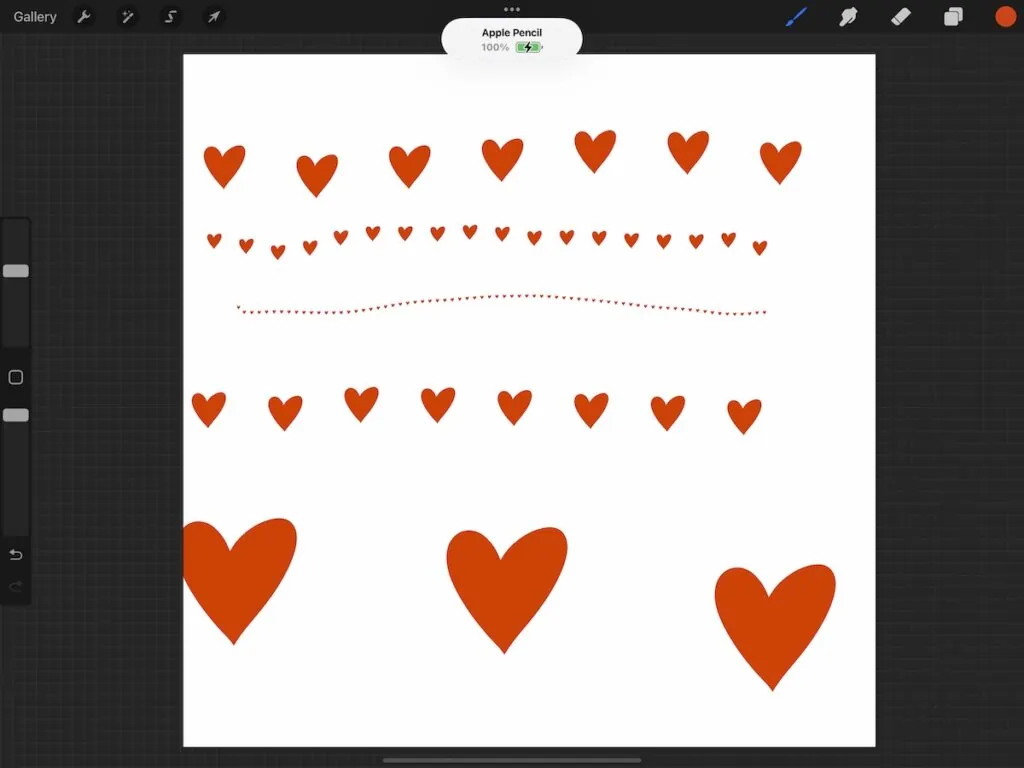 heart line brush in Procreate