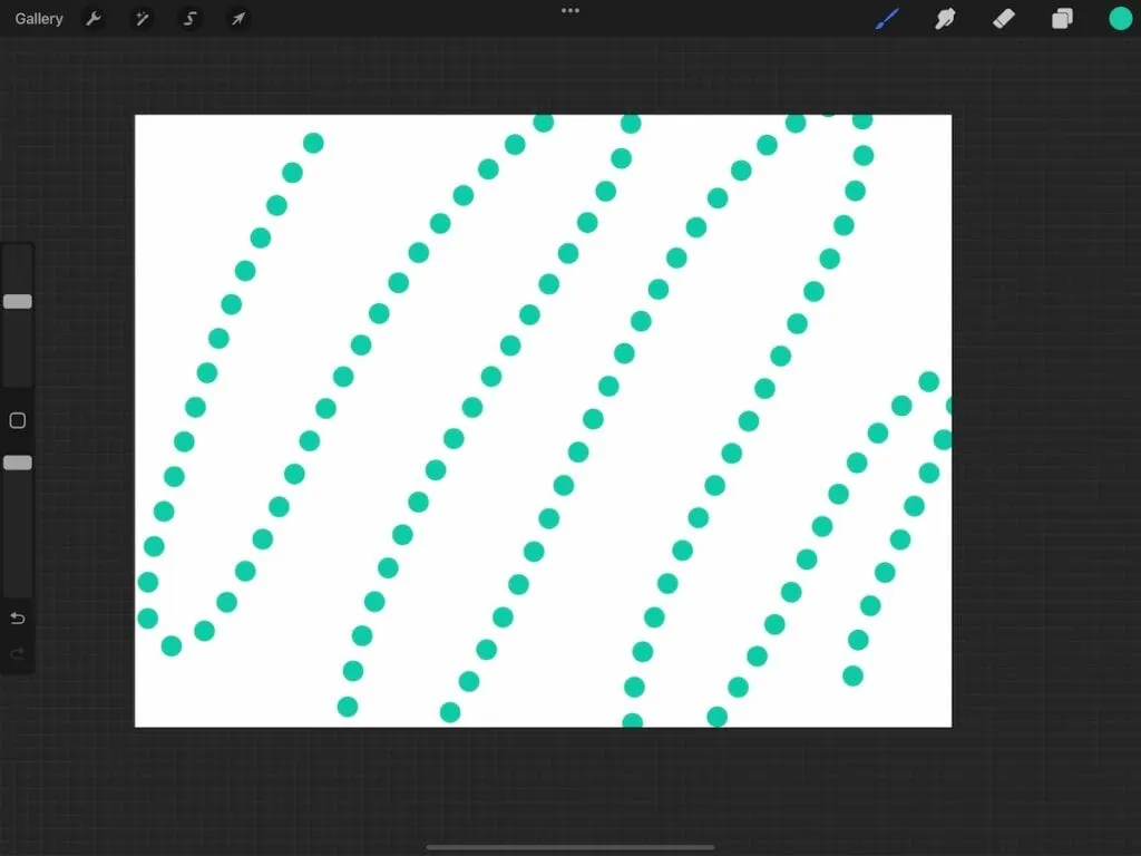 dotted teal line brush in procreate