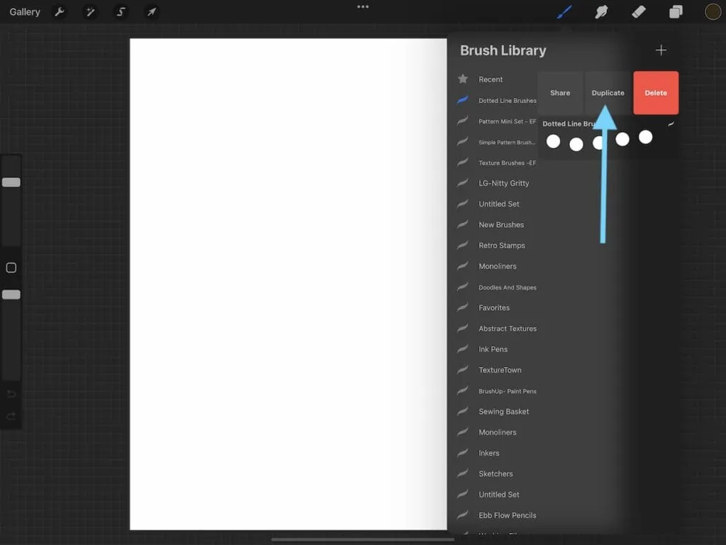 duplicating brush in Procreate