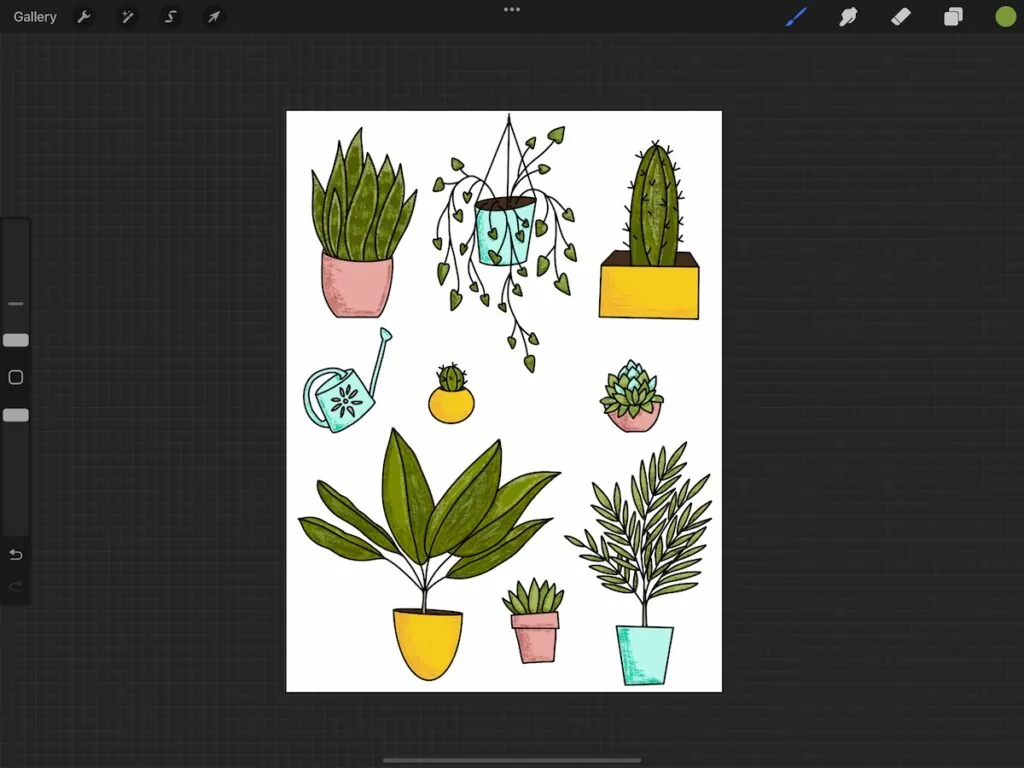 plant sticker art in Procreate