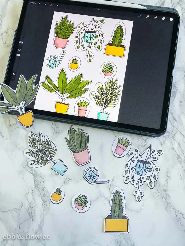 iPad with plant stickers