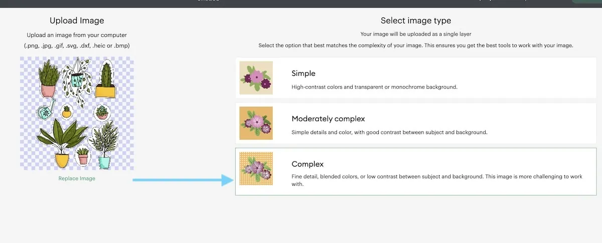 cricut options for PNG upload