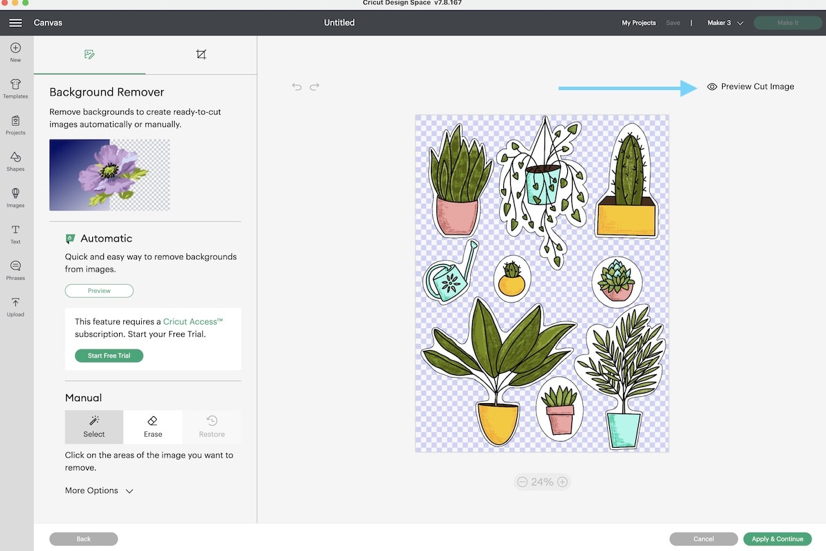 screenshot of Cricut design space